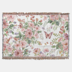 Luxury Colourful  Wildflower Flower blue butterfly Throw Blanket