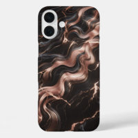Luxury Copper & Black Marble Case - Elegant Fluid 