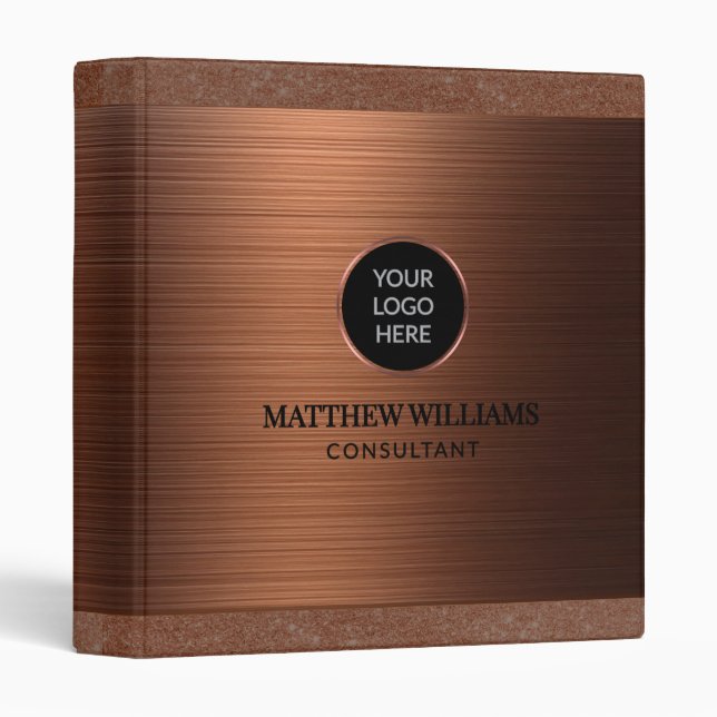Luxury Copper Brushed Metal  Binder (Front/Spine)