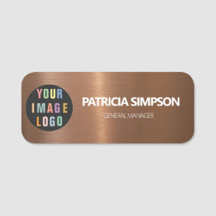 Luxury Copper: Company Logo, Employee Name, Title Name Tag