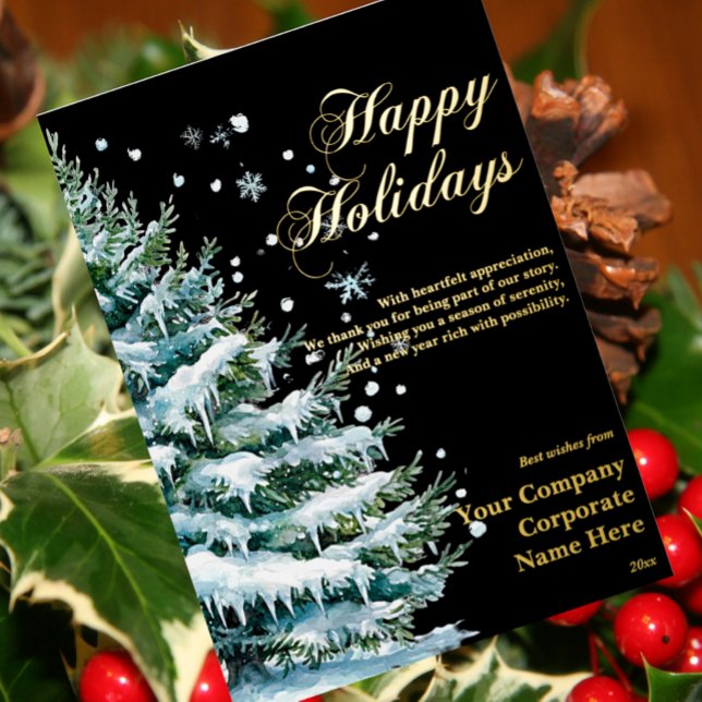 Luxury Corporate Snow Evergreen Holiday Foil Card (Creator Uploaded)