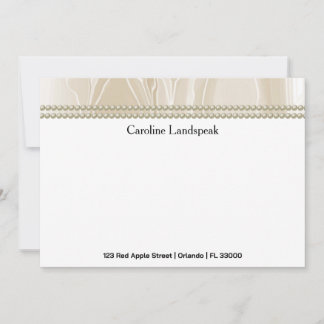 Luxury correspondence Custom Cream Silk & Pearls Card