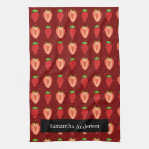Luxury Cottagecore Kitchen: Strawberry Custom Name Kitchen Towel