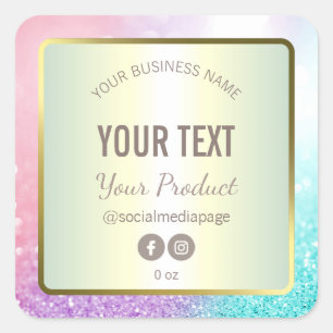 Luxury Cotton Candy Pastel Glitter Product Labels