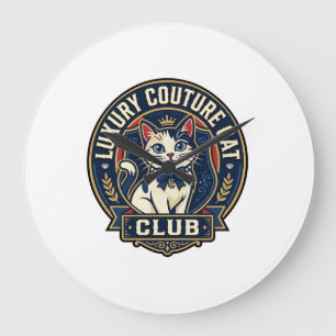 Luxury Couture Cat Cat Mom Gift Idea - Luxury Cout Large Clock