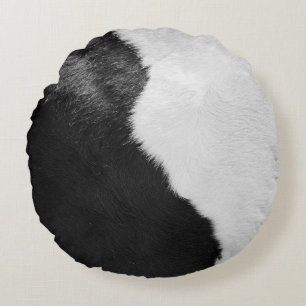 Luxury Cowhide Animal Skin Print Round Pillow