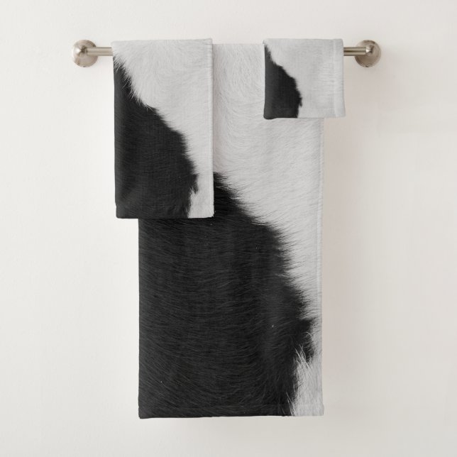 Luxury Cowhide Animal Skin Print  Throw Pillow Bath Towel Set (Insitu)