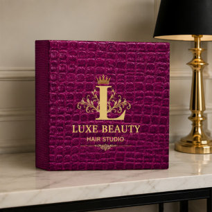 Luxury Crocodile Leather Elegant Gold Monogram Binder
