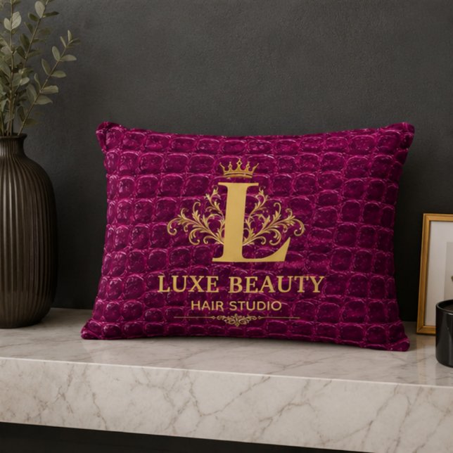 Luxury Crocodile Leather Monogram Gold Initial  Accent Pillow (Creator Uploaded)