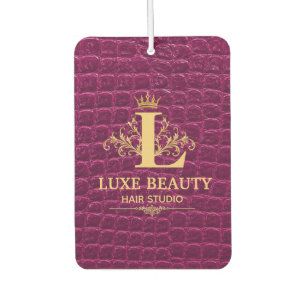 Luxury Crocodile Leather Monogram Gold Initial Air Freshener
