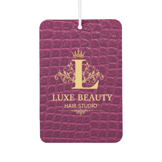 Luxury Crocodile Leather Monogram Gold Initial  Air Freshener (Front)