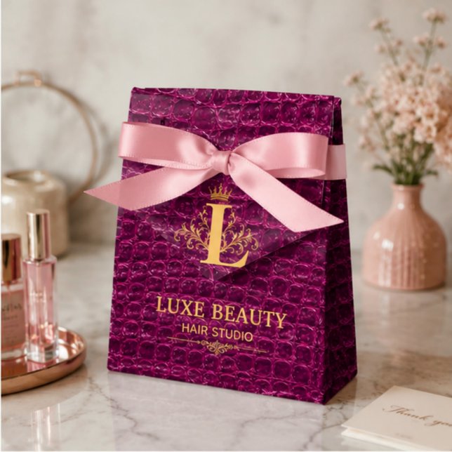 Luxury Crocodile Leather Monogram Gold Initial  Favor Box (Creator Uploaded)
