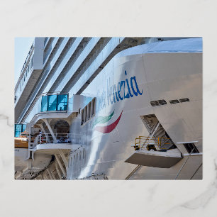 Luxury Cruise Ship Foil Holiday Postcard