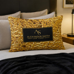 Luxury Crumpled Gold Foil Texture Elegant Metallic Accent Pillow