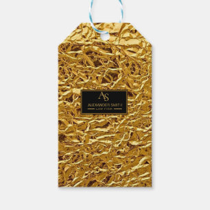 Luxury Crumpled Gold Foil Texture Elegant Metallic Gift Tags