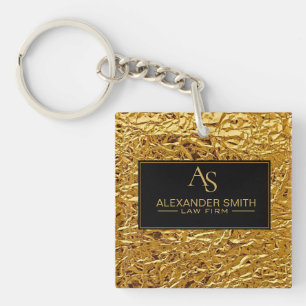 Luxury Crumpled Gold Foil Texture Elegant Metallic Keychain