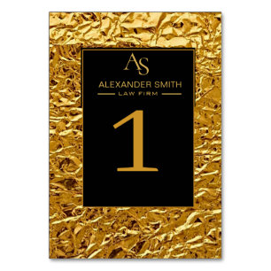 Luxury Crumpled Gold Foil Texture Elegant Metallic Table Number