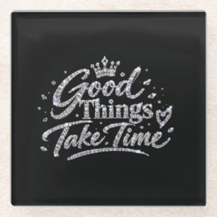 Luxury Crystal Crown Quote Glass Coaster