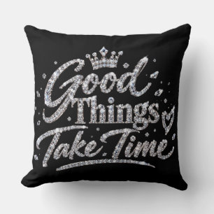 Luxury Crystal Crown Quote Throw Pillow