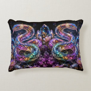 Luxury Crystal Snake Black Gold Glam Accent Pillow