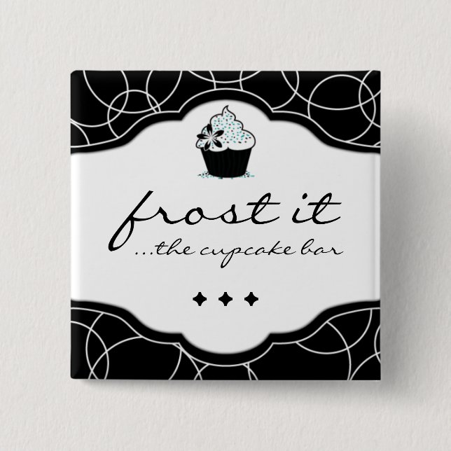 LUXURY CUPCAKE NAME TAG 2 INCH SQUARE BUTTON (Front)
