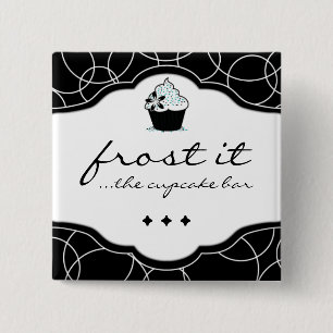 LUXURY CUPCAKE NAME TAG 2 INCH SQUARE BUTTON
