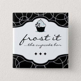 LUXURY CUPCAKE NAME TAG 2 INCH SQUARE BUTTON