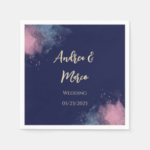 Luxury Customizable Watercolor Beach Wedding Napkin