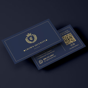Luxury Cyber Security Protection Dark Navy Business Card