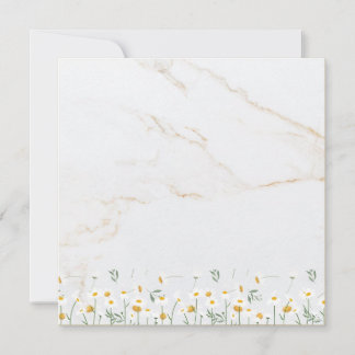 Luxury Daisy Gold Frame Marble Blank Card
