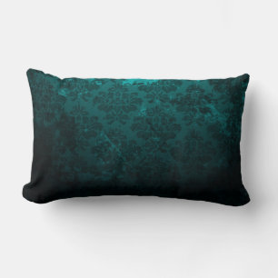 Luxury Damask Dark Green Lumbar Pillow