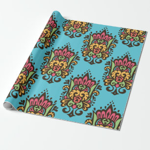 Luxury Damask flower seamless pattern. Floral Vint Wrapping Paper