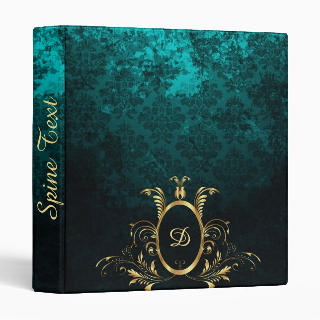 Luxury Damask gold Frame monogram Binder (Front/Spine)