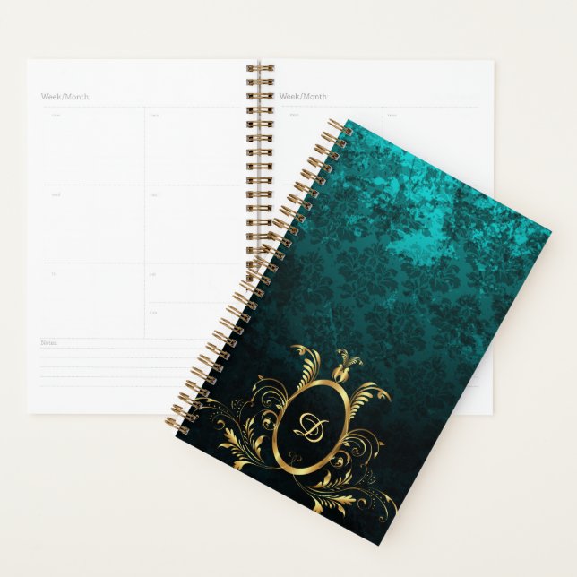 Luxury Damask gold Frame monogram Planner (Display)