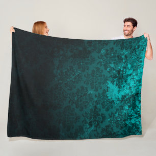 Luxury Damask turquoise Fleece Blanket