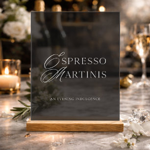 Luxury Dark Acrylic Espresso Martini Bar Sign