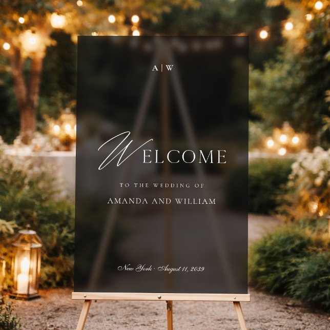 Luxury Dark Acrylic Wedding Welcome Sign (Créateur téléchargé)