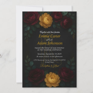 Luxury Dark Botanical Wedding Background Invitation