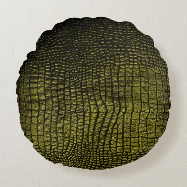 Luxury dark crocodile texture round pillow (Front)