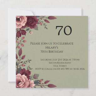  Luxury Dark Floral 70th Birthday  Card