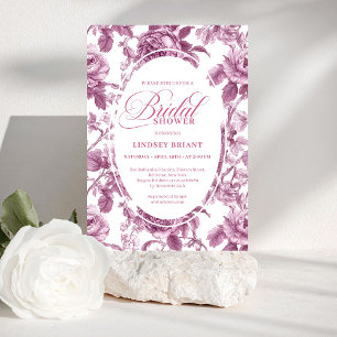 Luxury Dark Fuchsia Roses Bridal Shower Invitation