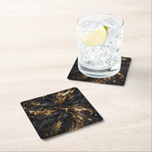 Luxury Dark Glamour Art Square Paper Coaster