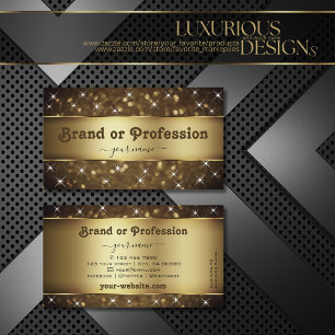 Luxury Dark Gold Glitter Spark Stars Professional Business Card