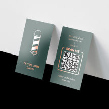 Luxury Dark Green Rose Gold Foil Barber QR Code