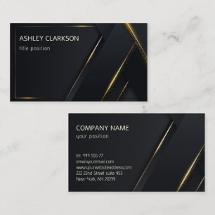 Luxury Dark Grey Background Gold Lines  Business Card