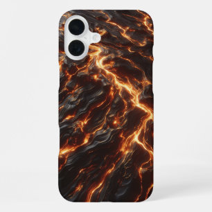 Luxury Dark Lava Marble Case - Glowing Magma Veins
