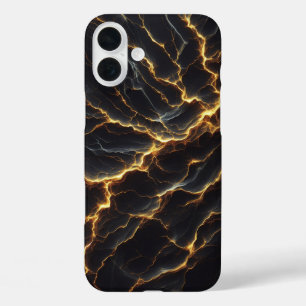 Luxury Dark Lightning Marble Case - Elegant Gold 
