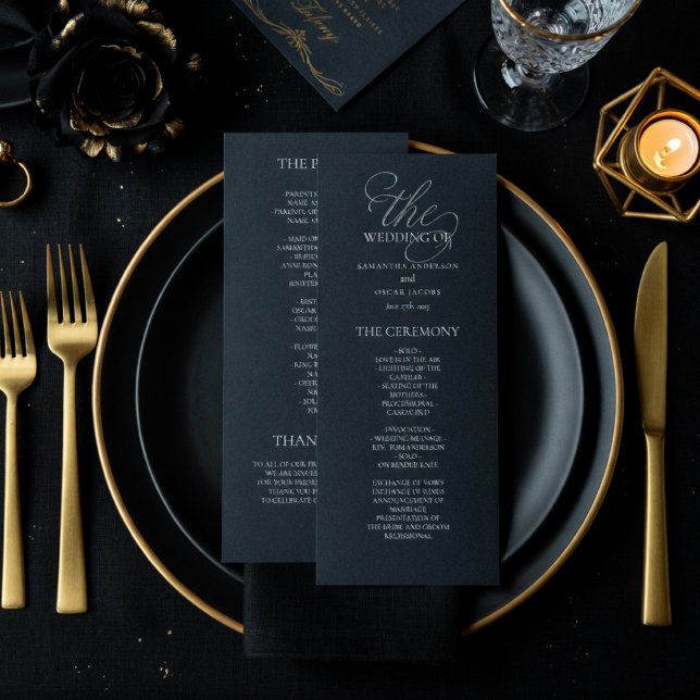 Luxury Dark Slate Wedding Program | Elegant  (Creator Uploaded)