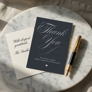 Luxury Dark Slate Wedding Thank You Card Elegant