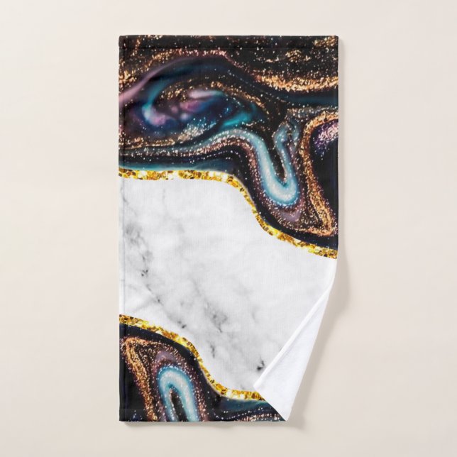 Luxury Decor Interior Marble Stone Glitter Hand Towel (Hand Towel)